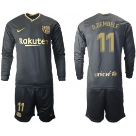Camisolas de futebol FC Barcelona Ousmane Dembele 11 Criança Equipamento Alternativa 2020/21 Manga Comprida